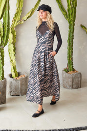 Animal Print Open Back Maxi Dress