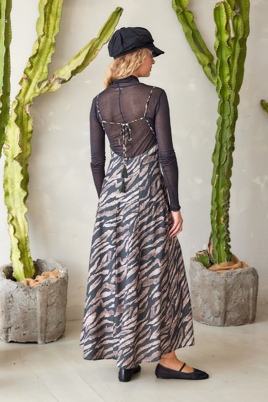 Animal Print Open Back Maxi Dress