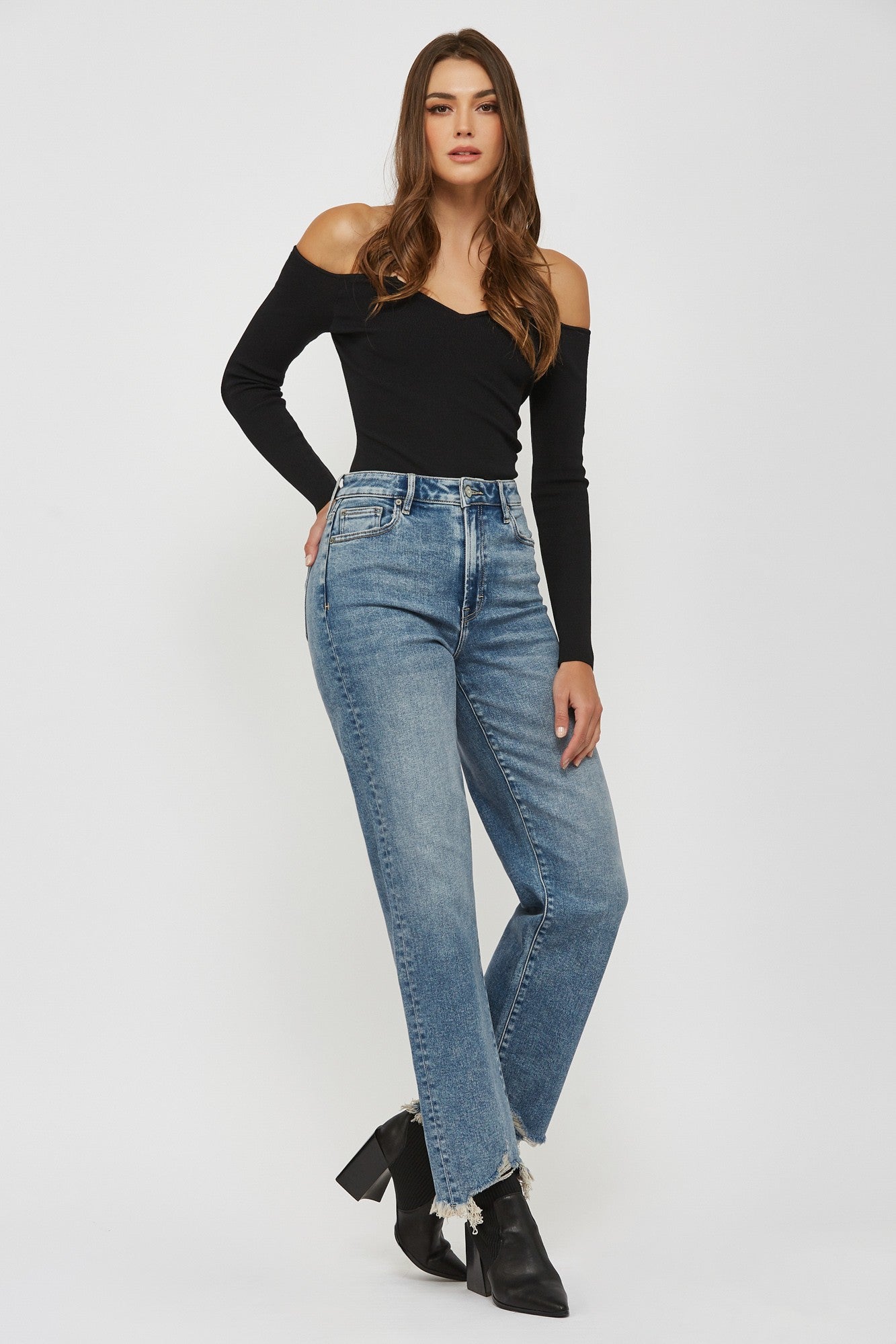 Frayed Wide-Leg Jeans