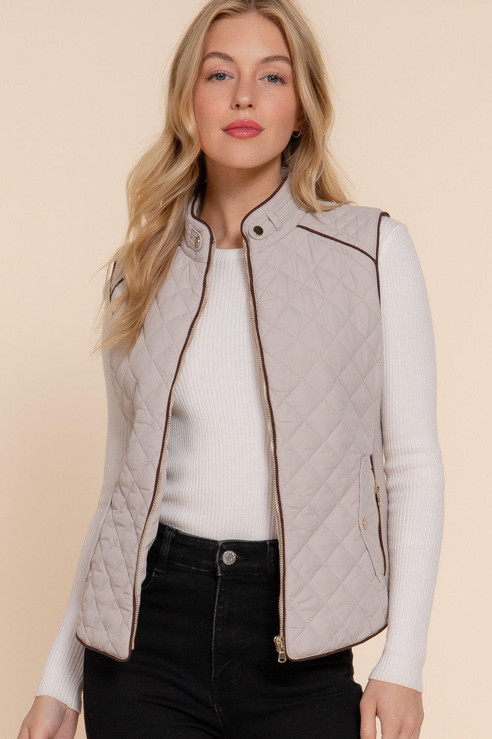 Suede Quilted Padding Vest